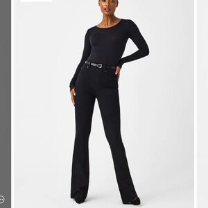 NWT stretch denim, high-rise coverage hidden tummy shaping, pull-on Flare jean